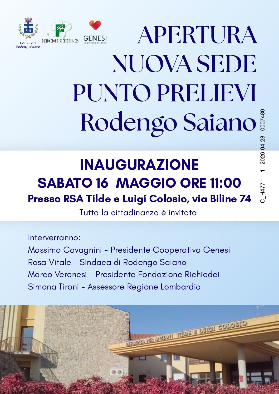 Inaugurazione punto prelievi rodengo saiano fondazione richiedei